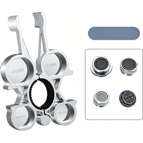 Clé Aérateur Pour Robinet 12 En 1 Antirouille, Clé Universelle Pour Mousseurs M16/M18/M20/M22/M24 Avec 4 Mousseur Robinet, Cle À Barboteuse Pour Robinet Et Aérateur De Cuisine Et Salle De Bain (1/5)