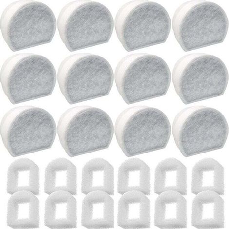 Packung mit 24 Schaumstoff-Vorfiltern und Kohlefiltern, kompatibel mit PetSafe Drinkwell Trinkbrunnen INOX 360 Avalon Pagoda Seascape (1/4)