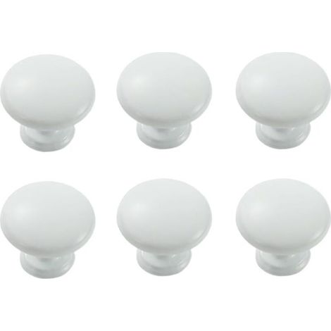 Poignées de tiroir rondes en aluminium, poignées de placard de cuisine modernes et minimalistes, poignées de commode, poignées de placard, blanches, lot de 6 (1/4)