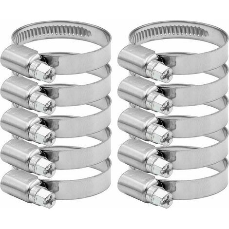 Collier de serrage inox 27-51mm – Acier inoxydable 201 – Lot de 10 pièces – Résistant aux températures extrêmes et aux vibrations (1/5)