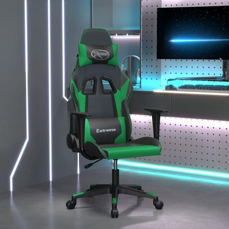 vidaXL Chaise de jeu Noir et vert Similicuir (1/5)