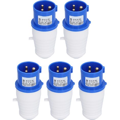 ZNG-013 Fiche avion monophasée 220V-250V, prise européenne 16A 3 broches, lot de 5, emballage bulle, connecteur électrique standard CE (1/5)