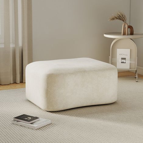 Pouf ottoman 96x69x45 cm en velours beige, modulable, gain de place pour salon FloraGrace (1/5)