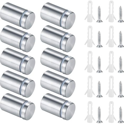 10 Pieces Glass Spacers, Sign Brackets, Stainless Steel Advertising Screw Supports, Standoff Advertising Wall Spacers Mounting Fixings for Acrylic Glass and Photos (1/5)