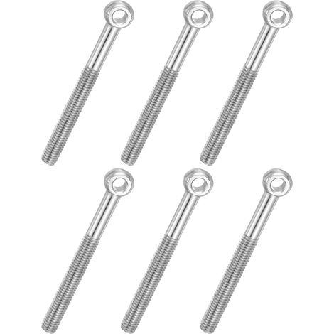 6 Pcs Boulon à Œil M8x80mm Boulon à Œillet de Levage pour Balancement d'Épaule, Vis Poisson en Acier Inoxydable 304, Filetage Métrique à Demi-Denture Trou Coulissant, Argentée (1/5)