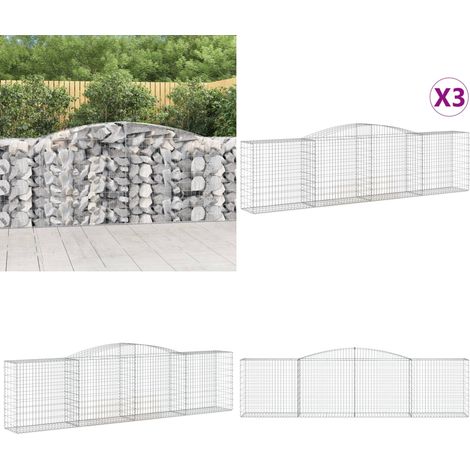 Gabionen mit Hochbogen 3 Stk. 400x50x100/120cm Verzinktes Eisen - Gabionen - Gabionenkorb - Gartendeko - Eisenmöbel - Zaun - Home & Living (1/5)
