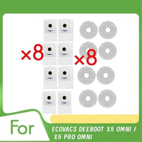 Lot de 16 filtres et chiffons pour robot aspirateur ECOVACS DEEBOOT X5 OMNI / X5 PRO OMNI (pièces de rechange). (1/5)