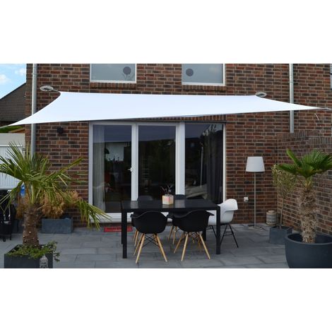 Vierecksonnensegel 300 x 400 cm - Polyester - Farbe weiß (1/5)