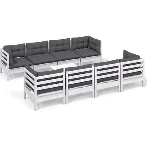Maison Exclusive - Set Salotto Giardino con Cuscini 9 pz in Legno Massello di Pino (1/5)