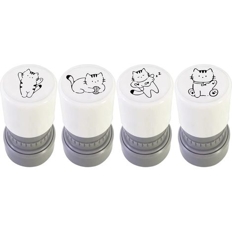 Motif Chat,4 Pièces Réencrable Portable  Mini Kit De s Chatons - Pour Récompense Motivation Scrapbooking Cartes Sacs À Friandises Cadeaux De Fête Enseignants Étudiants (1/5)