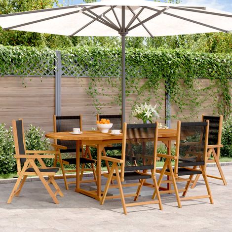 Ensemble à Manger de jardin 7pcs noir polypropylène bois massif vidaXL (1/5)