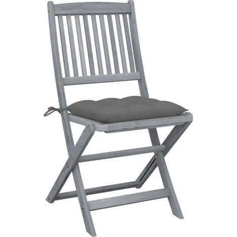 Maison Exclusive - Chaises pliables d'extérieur lot de 4 et coussins Bois d'acacia (1/5)