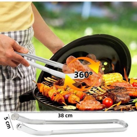 Pince à saucisses pour barbecue, pince à roulettes de 38 cm, pince pour retourner les saucisses de barbecue pour la cuisson (1/4)