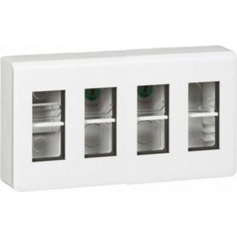 Legrand – Boîte de poste de travail en mosaïque 78884L – 4 modules 4x4 – Boîtier en saillie avec entrées amovibles – Blanc