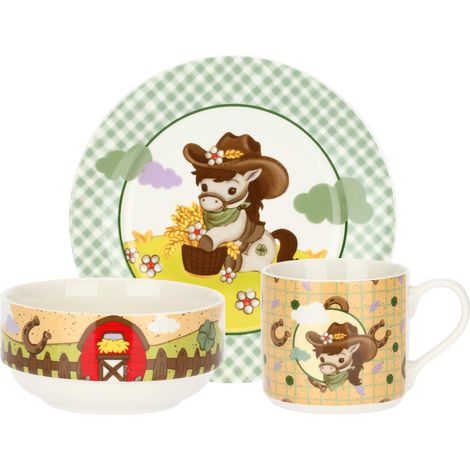 THUN Set 3 Pezzi Porcellana da Tavola Dolce Fattoria, Multicolore, Decorazioni Campagna (1/5)