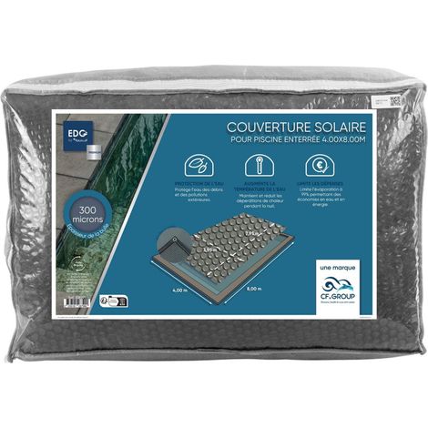 EDG – Bâche solaire pour piscine 800 x 400 cm – Rectangle – 300 microns – Protection contre feuilles et débris – Épaisseur renforcée
