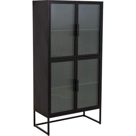 Vitrina de metal negro con 4 puertas  80x38,5x161h cm (1/5)