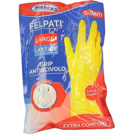 MAURY'S GUANTI IN LATTICE FELPATI 2 PAIA DA CUCINA IN COLORAZIONE GIALLA TAGLIA L OKX (1/2)
