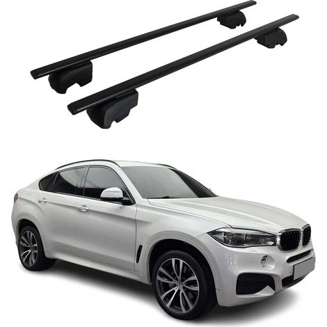 OMAC Barres de toit pour BMW X6 F16 F86 2014-2019 – City Crash tested – ISO PAS 11154:2006 – Antivol inclus – Charge max 75 kg – 2 barres Noir (1/4)
