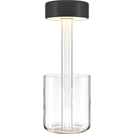 Maytoni AI Collaboration Lampada da tavolo moderna a LED integrata ricaricabile dimmerabile con controllo touch trasparente 120lm paralume nero (1/5)