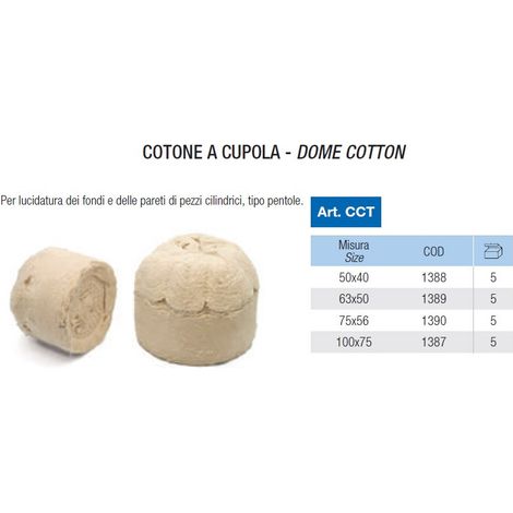 Cilindro di cotone a Cupola per lucidatura dei fondi - Rosver CCT D.100x75 5pz