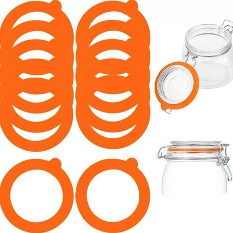 Rubber Seals for Jars, Orange, 95 x 73 mm, Pack of 12 Silicone Replacement Seals Rubber Seals for Jars Perfect Seal (1/5)