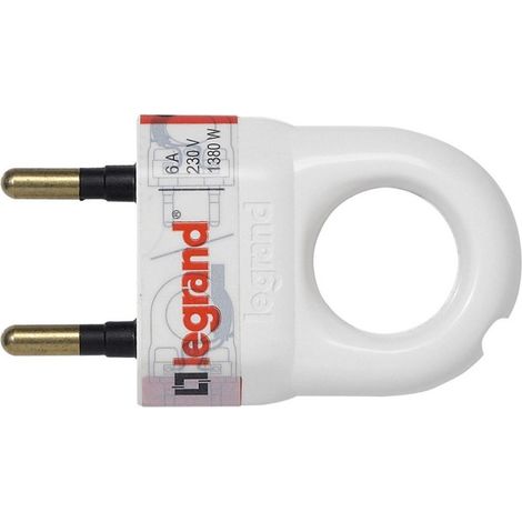 Enchufe de plástico de extracción sin tierra 6A - Macho Legrand