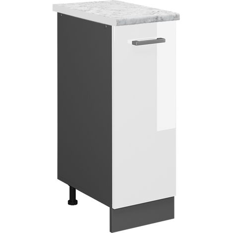 Armadio cucina dispensa alto R-Line, Bianco lucido, 30 cm PL Marmo, Vicco
