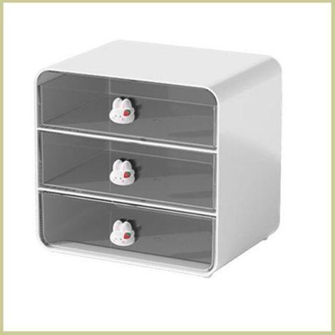 1 Boîte de rangement, 3 tiroirs, plastique, grande capacité, pour bureau, cosmétiques, papeterie (1/5)