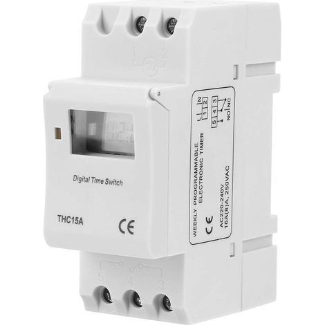 Minuterie numérique THC15A 220-240VAC 16A Minuterie numérique programmable sur rail DIN (1/5)