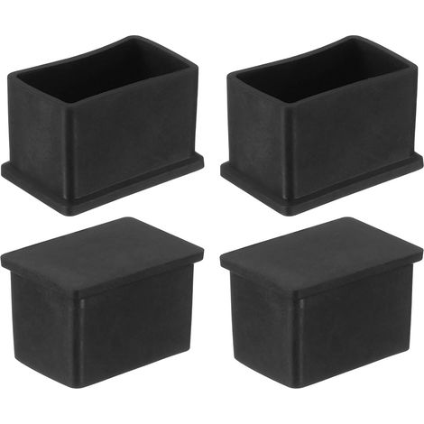 Capuchons en Plastique pour Pieds De Meubles, 4Pcs 25x38mm Rectangle Capuchons pour Pieds De Chaise, Capuchons De Protection pour Pieds pour Table, Chaise (Noir) (1/5)