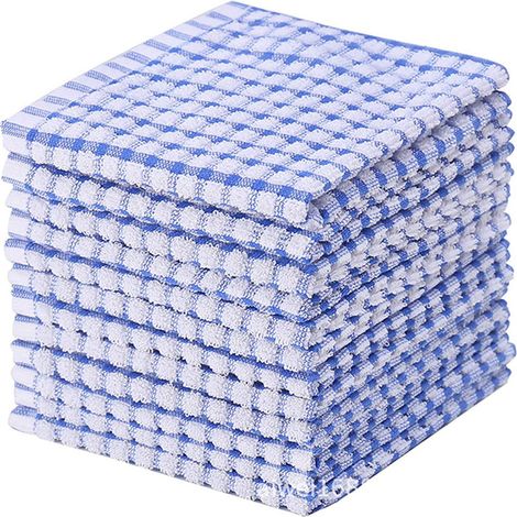torchon de cuisine - coton - 30 5 x 30 5 cm - bleu - lot de 12