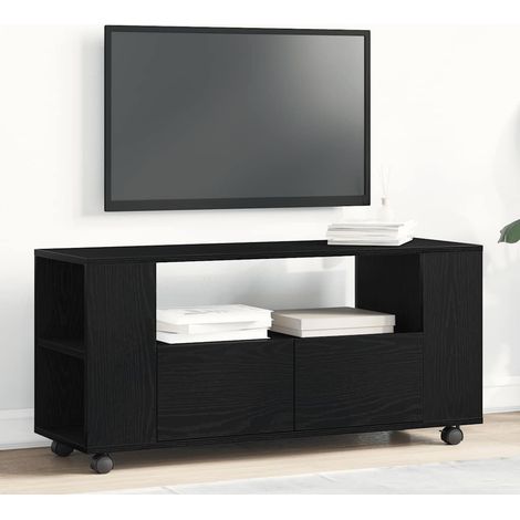 TV-Schrank mit Rollen Schwarz Eichen-Optik 102x34,5x43cm