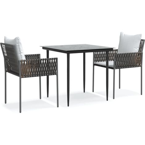 Maison Exclusive - Set Pranzo da Giardino 3pz con Cuscini in Polyrattan e Acciaio (1/5)