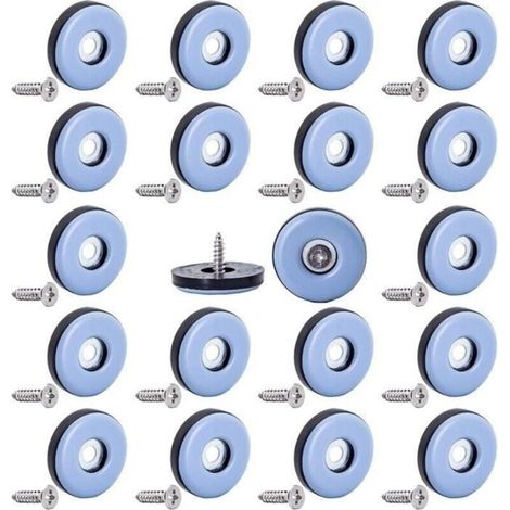 Packung mit 20 Teflon-Gleitern, 22 mm, Bodenschoner für Möbel, inklusive Schrauben für Teppiche und Hartböden (1/4)