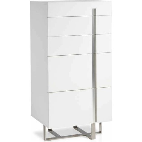 Commode laqué structure acier inoxydable - Blanc (1/4)