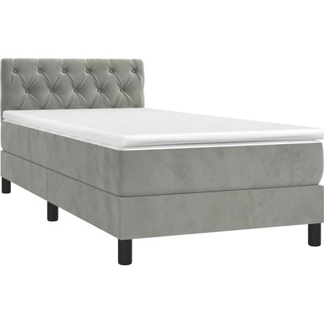 Sommier à lattes de lit et matelas Gris clair 80x200 cm Velours vidaXL