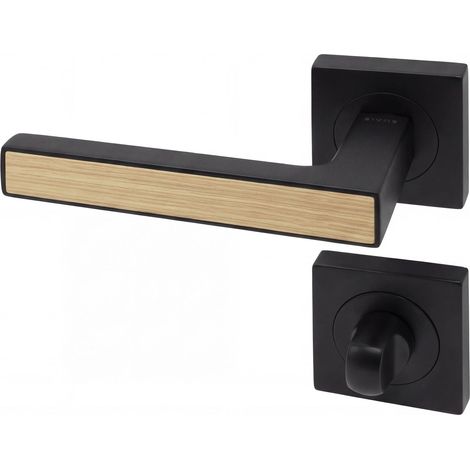 Poignée de porte d'intérieur Premium noir mat Chêne Naturel à condamnation - Reivilo (1/3)