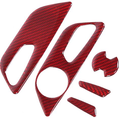 Dekorative Aufkleber für die Sitzverstellknöpfe des Ford Mustang (Baujahre 2015–2019), rote Carbonfaser, 5er-Set (1/5)