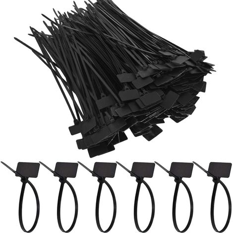 250 Pièces Plastique Serre-Câble,Nylon Câble Zip Liens,Multicolore Etiquettes Serre-Câbles,Étiquettes De Sécurité En Plastique,Autobloquantes Attaches De Câble Colorées, Pour Chaussures (black) (1/5)