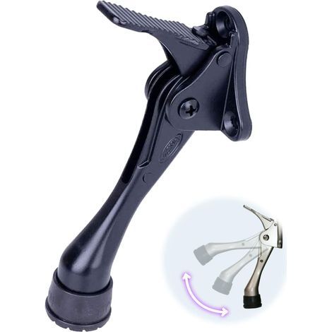 Butée de porte One Touch Kickdown, support de porte, butée de porte robuste, bas de porte, embouts en caoutchouc réglables en hauteur (noir 4 pouces x 1 paquet) (1/5)