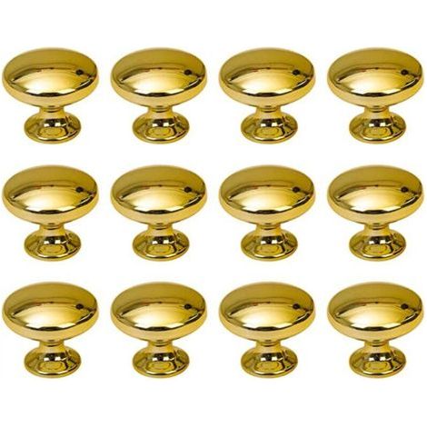 Boutons de porte ronds Boutons de tiroir 30mm Poignées de tiroir avec vis pour armoire bureau chevet bibliothèque meubles 12pcs or (1/4)