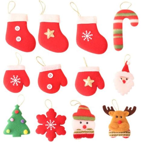 Adorno Para Árbol De Navidad - Conjunto De 12 Piezas En Fieltro - Decoración Navideña Para Árbol Casa Jardín Y Escaparate - 8 Diseños Diferentes (1/4)