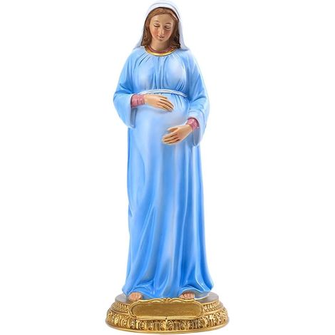 Statue Décorative Vierge Enceinte en Résine, Ornement Religieux Catholique pour Décoration Intérieure, Sculpture Rétro Vierge, Accessoire de Bureau et Maison, 1 Pièce (1/5)