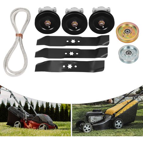 Mower Deck Rebuild Kit Compatible with Cub Cadet LT1046 LT1045  46 Inch Mower Deck Blade 742-04125 742-04124 Belt 754-04153 Pulley 756-04129 756-0365 (1/5)