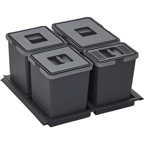 Abfallsammler Metropolis 15+10+10+6L mit Deckel Abfallsystem für Korpusbreite 60 cm (1/4)