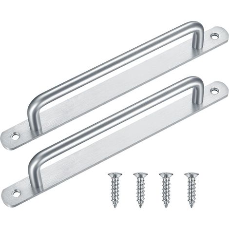 Lot de 2 poignées de porte coulissante inox, pour salle de bain, cuisine, placard, panneau métallique, 225 mm (1/4)