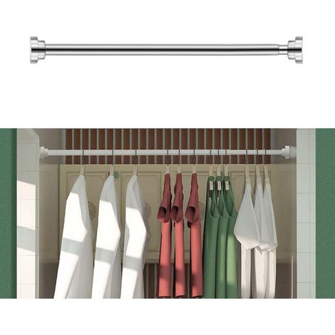 Barra de cortina/perchero/toallero inoxidable sin taladrar 55-85 cm, barra de sujeción resistente para extender - barra de cortina, barra telescópica - para sus cortinas, tabiques y balcones (1/5)