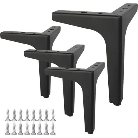 4 Pieds de Meuble,Pied Canapé,Charge Jusqu'à 800 KG,Pied de Table Métal,Legs Support de Table, avec Vis,Adapté pour Canapés, Meubles TV,Tables Basses,Armoires et Tables de Chevet,10 cm(Noir)