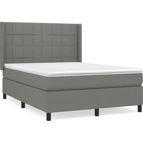 Maison Exclusive - Giroletto a Molle con Materasso Grigio Scuro 140x190 cm Tessuto (1/5)